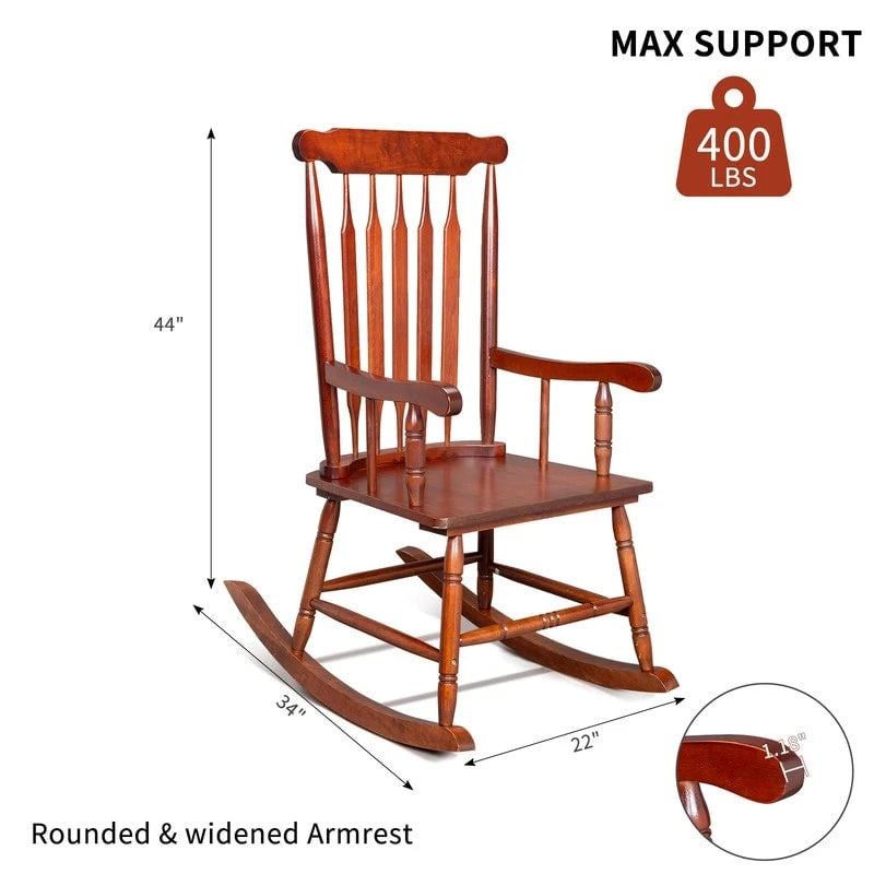 Fauteuil à bascule de patio en bois massif