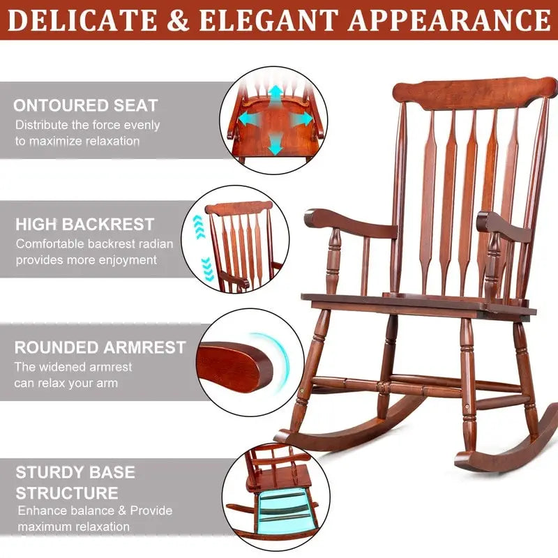 Fauteuil à bascule de patio en bois massif