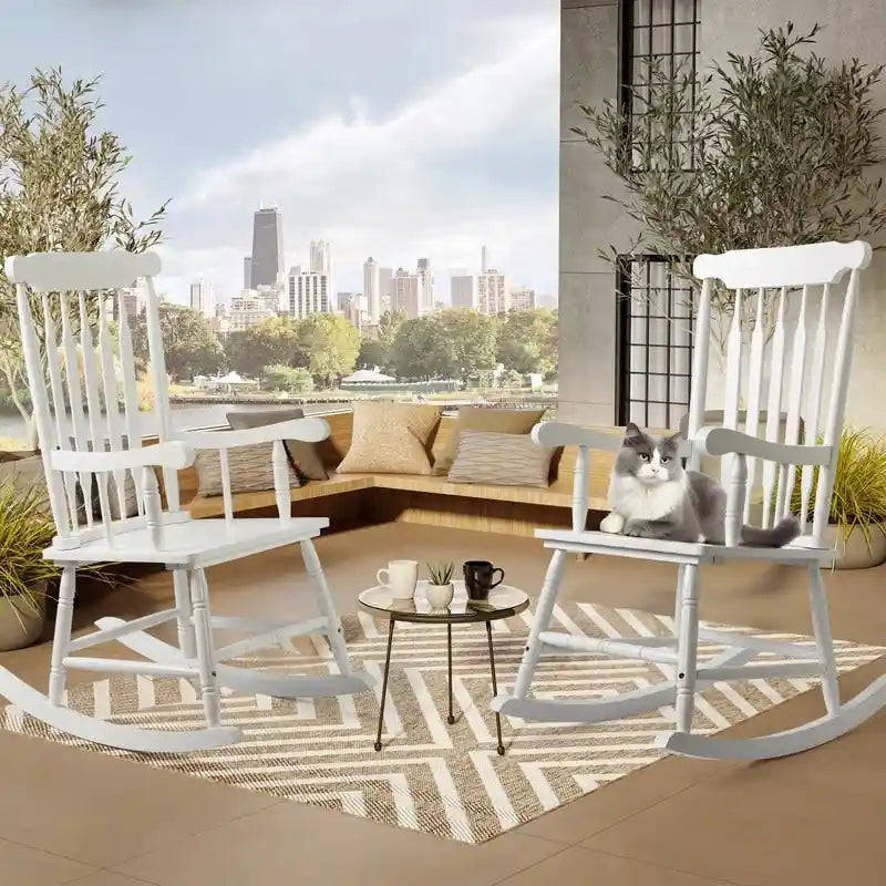 Fauteuil à bascule de patio en bois massif