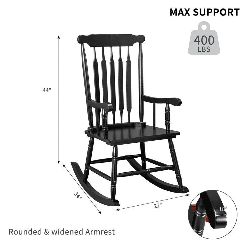 Fauteuil à bascule de patio en bois massif