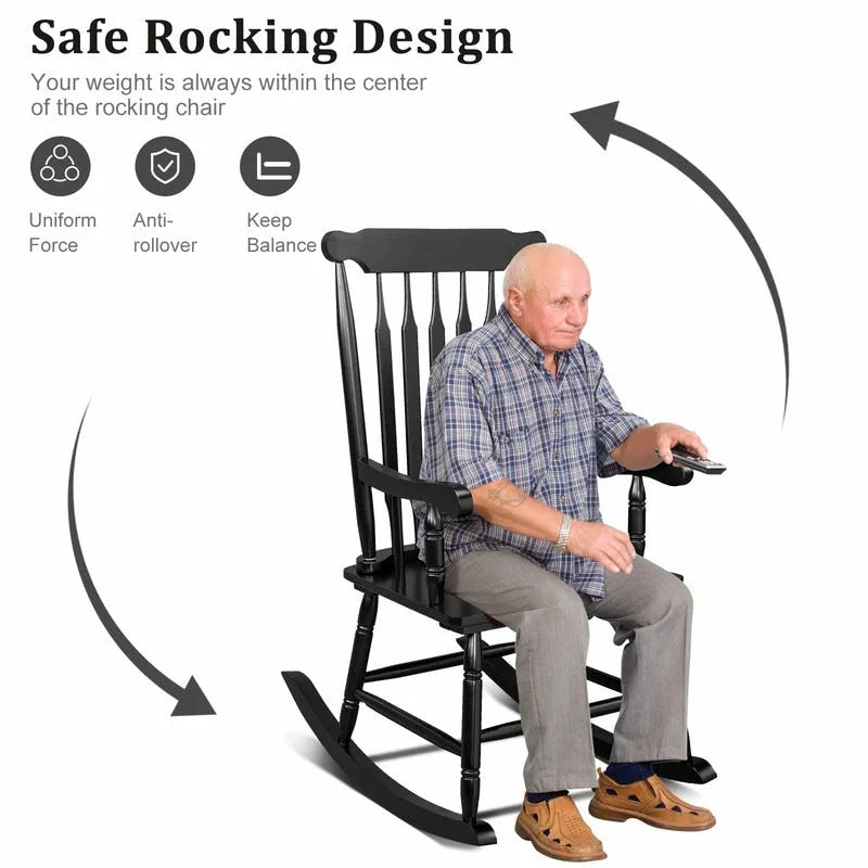 Fauteuil à bascule de patio en bois massif