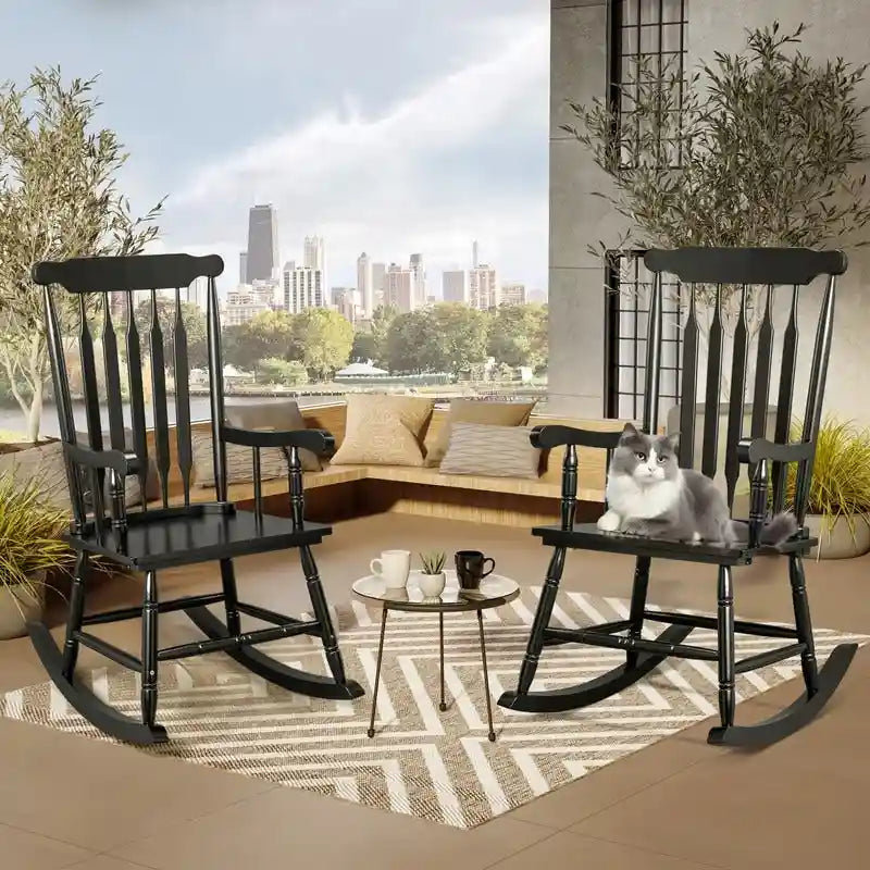 Fauteuil à bascule de patio en bois massif