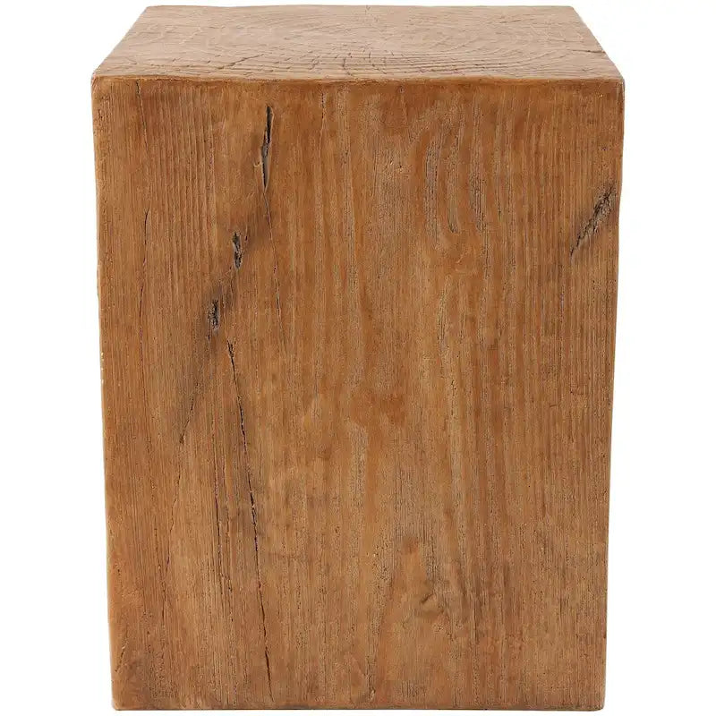 Table d'appoint d'extérieur en oxyde de magnésium avec motif de grain de bois naturel - Crème ou Marron - Décor Roche River