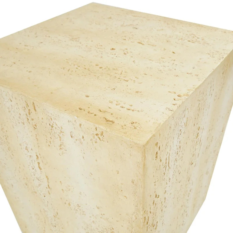 Table d'appoint d'extérieur en oxyde de magnésium avec motif de grain de bois naturel - Crème ou Marron - Décor Roche River
