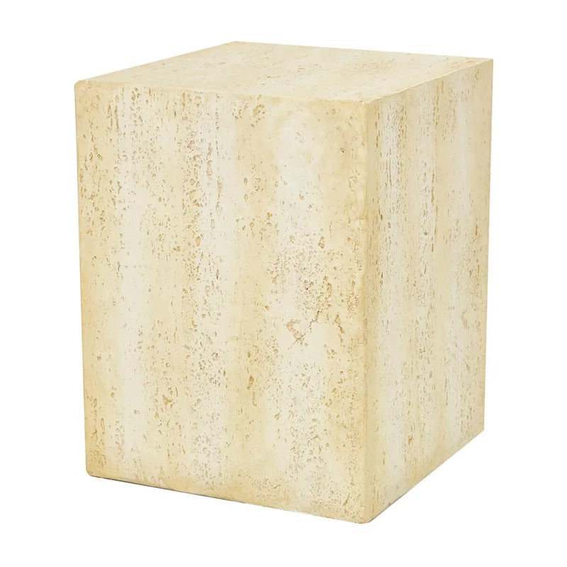 Table d'appoint d'extérieur en oxyde de magnésium avec motif de grain de bois naturel - Crème ou Marron - Décor Roche River