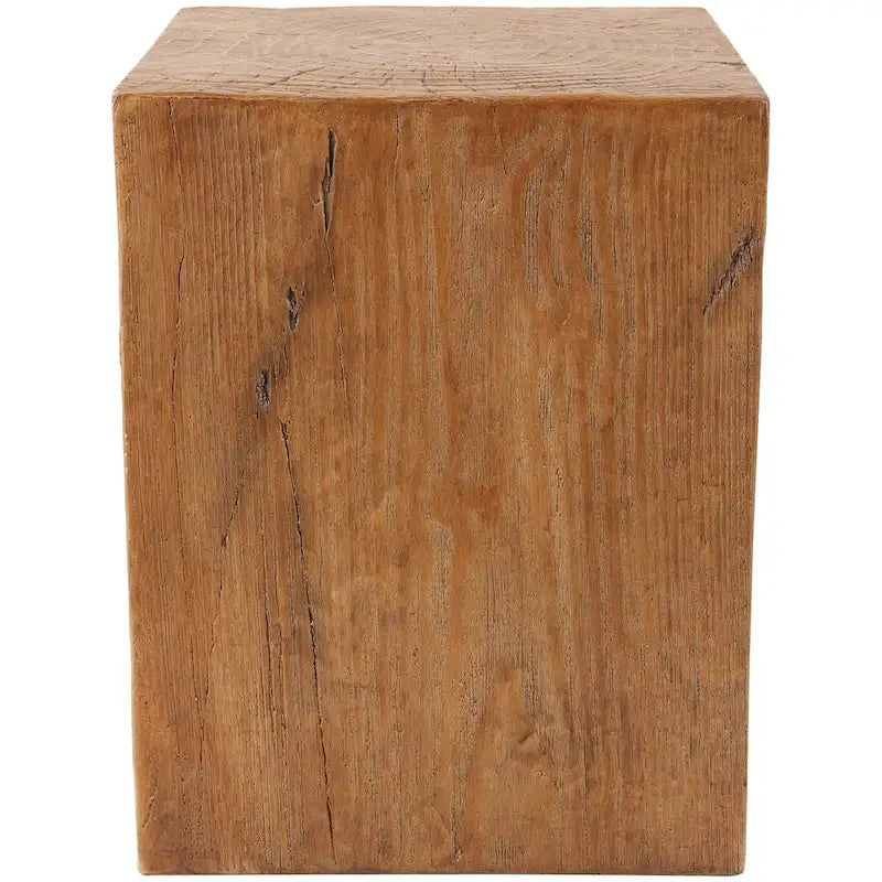 Table d'appoint d'extérieur en oxyde de magnésium avec motif de grain de bois naturel - Crème ou Marron - Décor Roche River