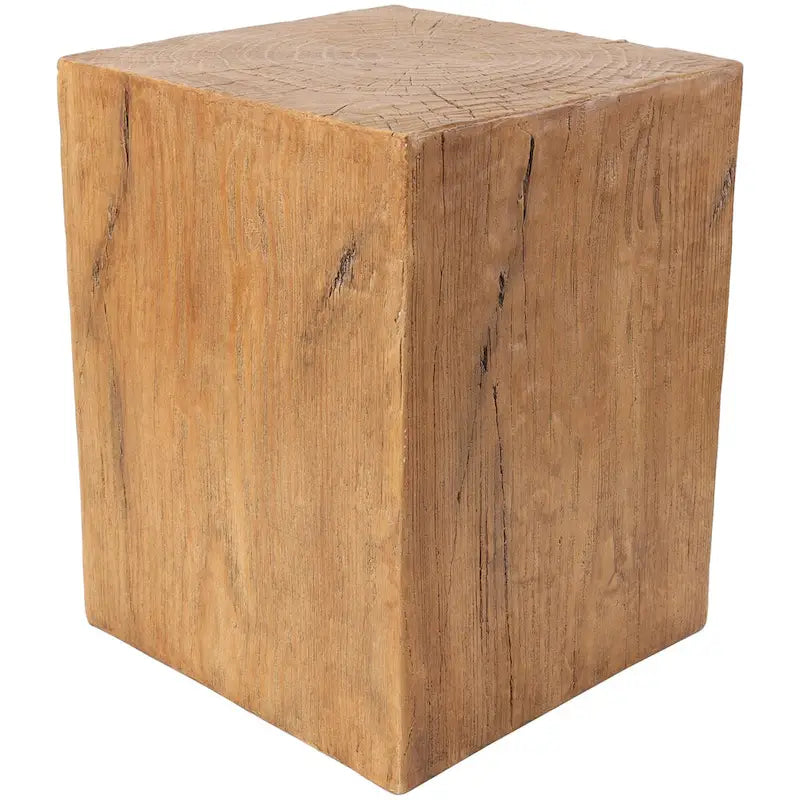 Table d'appoint d'extérieur en oxyde de magnésium avec motif de grain de bois naturel - Crème ou Marron - Décor Roche River