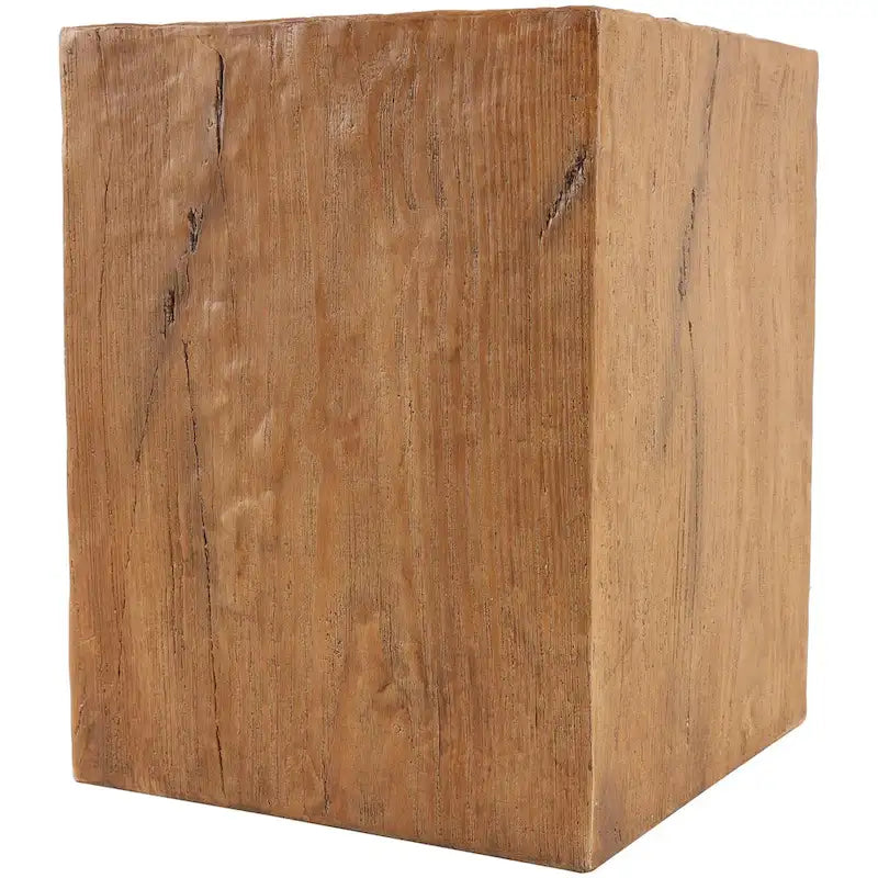 Table d'appoint d'extérieur en oxyde de magnésium avec motif de grain de bois naturel - Crème ou Marron - Décor Roche River