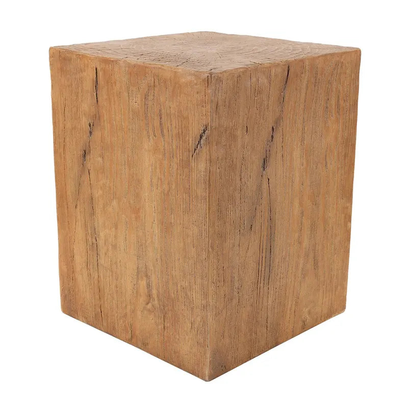 Table d'appoint d'extérieur en oxyde de magnésium avec motif de grain de bois naturel - Crème ou Marron - Décor Roche River