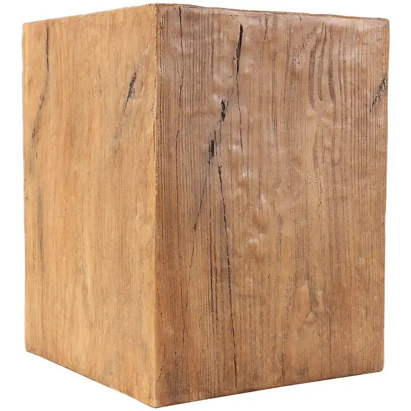 Table d'appoint d'extérieur en oxyde de magnésium avec motif de grain de bois naturel - Crème ou Marron - Décor Roche River
