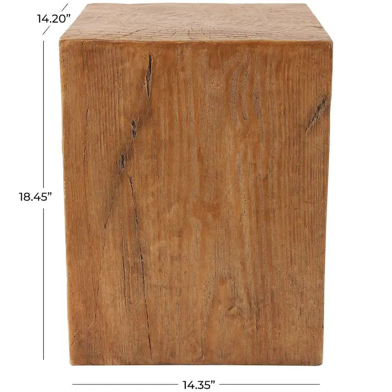 Table d'appoint d'extérieur en oxyde de magnésium avec motif de grain de bois naturel - Crème ou Marron - Décor Roche River