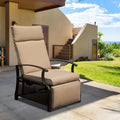 Chaise longue inclinable de patio réglable en métal avec table rabattable, angle réglable