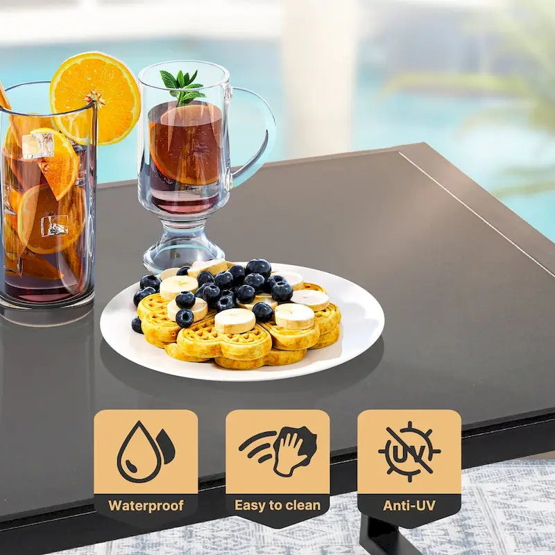 Moasis Salon de bistro d'extérieur en osier 4 pièces, ensemble de conversation en rotin - 27,9 L x 23,2 l x 30,7 H