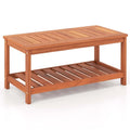Table basse de patio à 2 niveaux en bois avec étagère de rangement