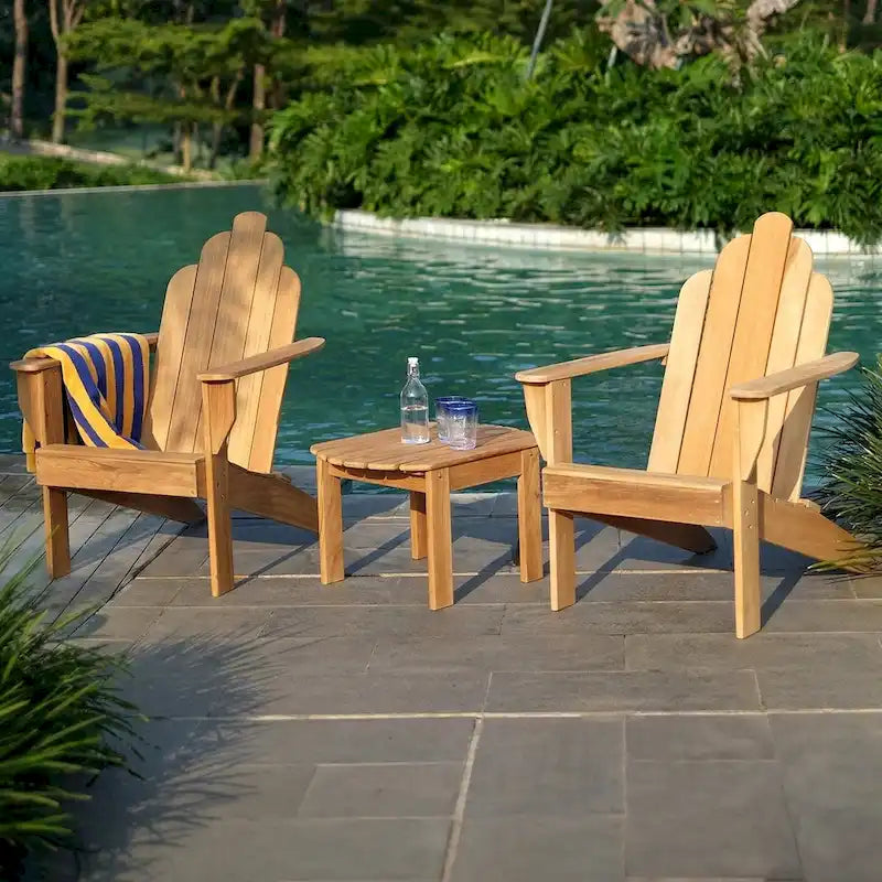 Ensemble de 2 fauteuils Adirondack d'extérieur en teck Cambridge Casual Clovis