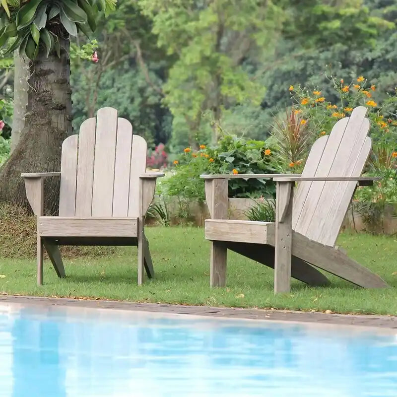 Ensemble de 2 fauteuils Adirondack d'extérieur en teck Cambridge Casual Clovis
