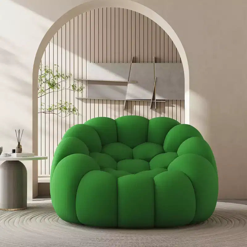 Canapé de sol bulle de 47 pouces avec design incurvé, pouf 3D pour salon, vert