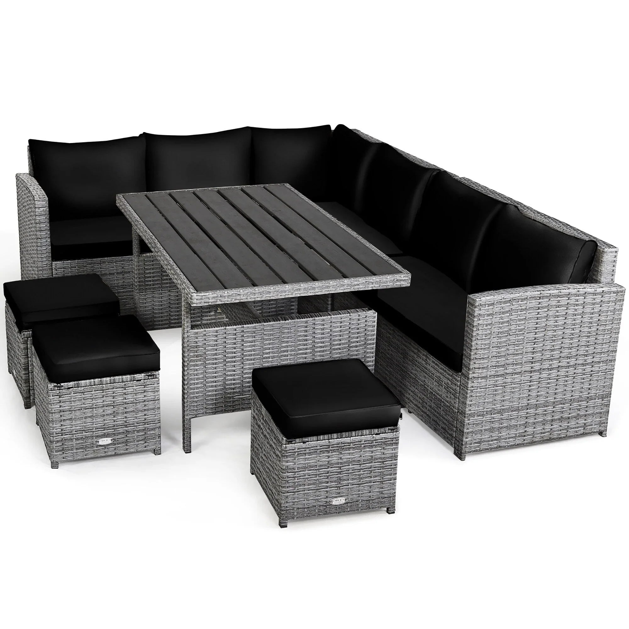 Ensemble de salle à manger Costway 7 pièces en rotin pour terrasse, canapé sectionnel et pouf - Voir détails