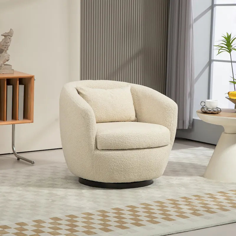 Fauteuil club pivotant rembourré avec rangement, chaise d'appoint moderne pour salon, chambre, bureau ou coin lecture