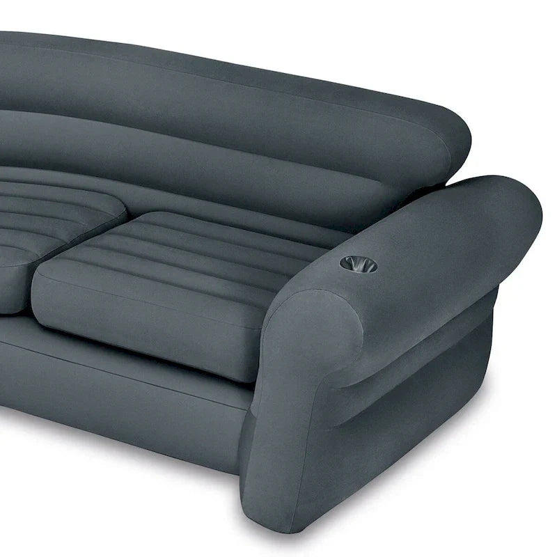 Canapé d'angle gonflable Intex en forme de L avec porte-gobelets, gris (lot de 2) - 26