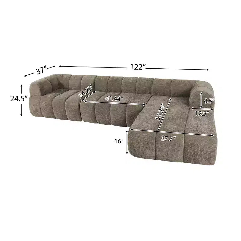 Canapé d'angle moderne Christopher Knight Home Keri 122 en mousse haute densité avec dossier bas