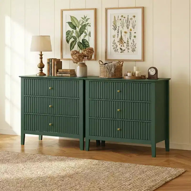 Heynemo Commode 3 Tiroirs, Table de Chevet en Bois Peint de 76 cm de Haut avec Rangement, Grande Commode Moderne avec Coulisses à Roulement à Billes