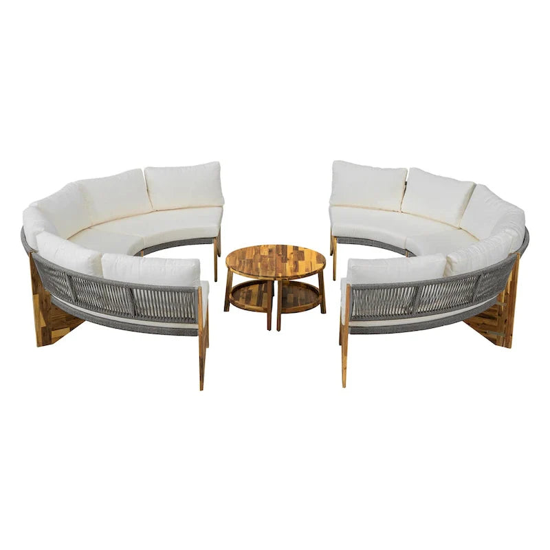 Ensemble de jardin 6 places avec coussins et 1 table basse