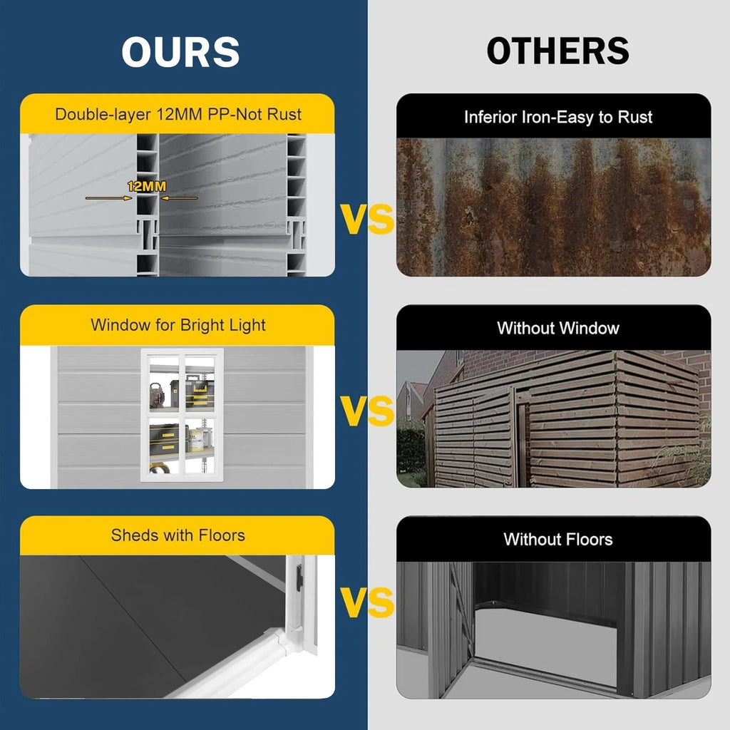 Abri de jardin en résine toutes saisons avec plancher, 1,8 m x 1,2 m/1,8 m x 2,4 m/2,4 m x 1,8 m/2,4 m x 3 m, Spire Tool Shed