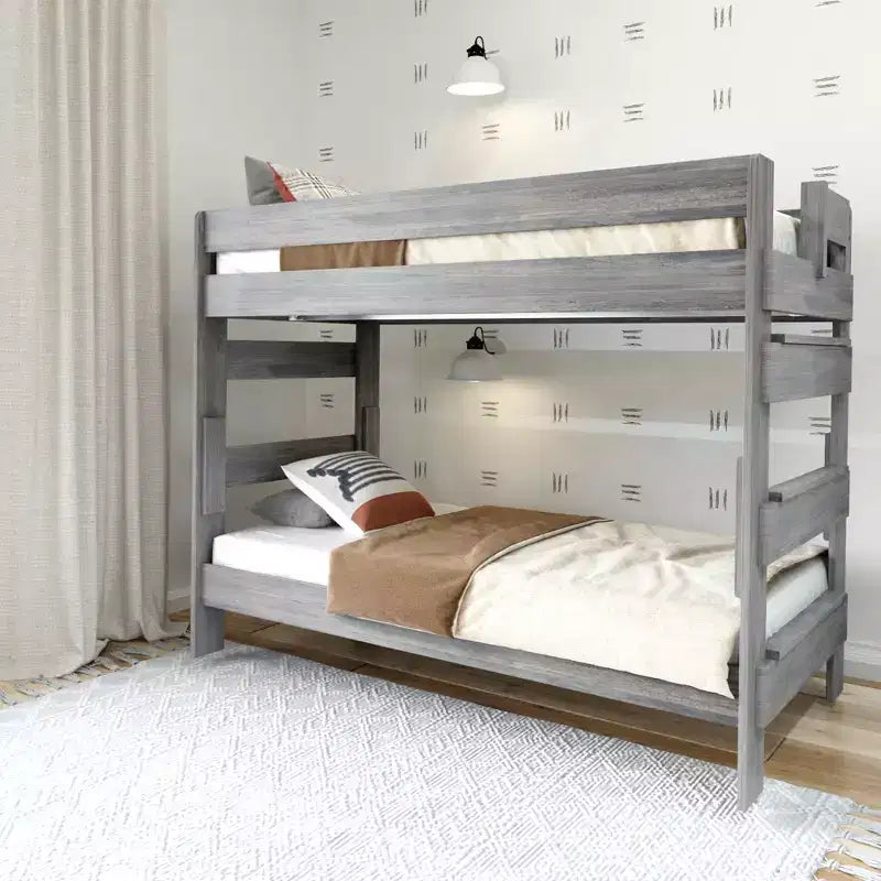 Lit superposé double en bois massif Plank+Beam pour adulte