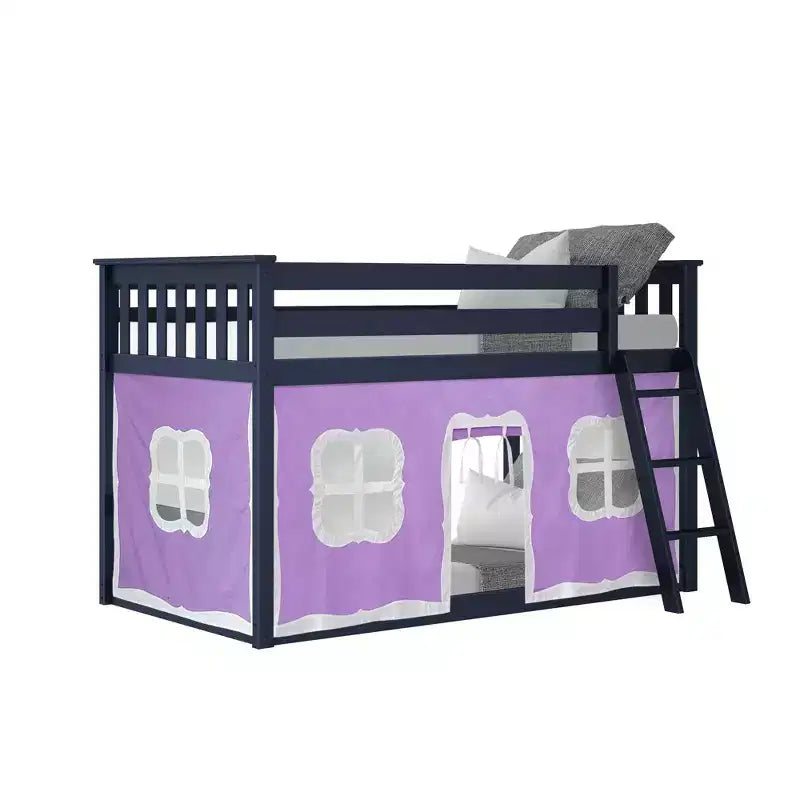 Lit superposé bas Max & Lily double sur double avec rideaux