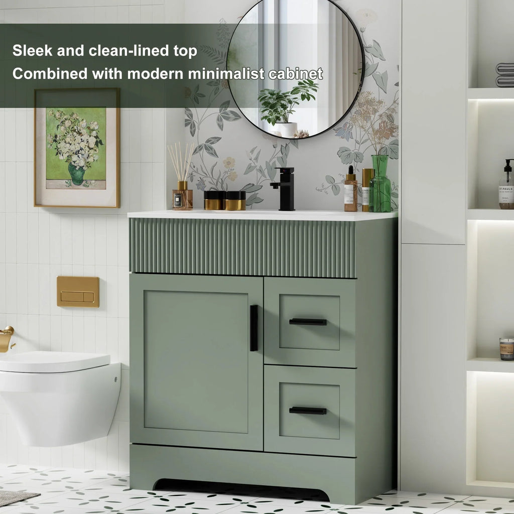 Meuble-lavabo de salle de bain Wavy Line 30/36/48 avec évier et robinet