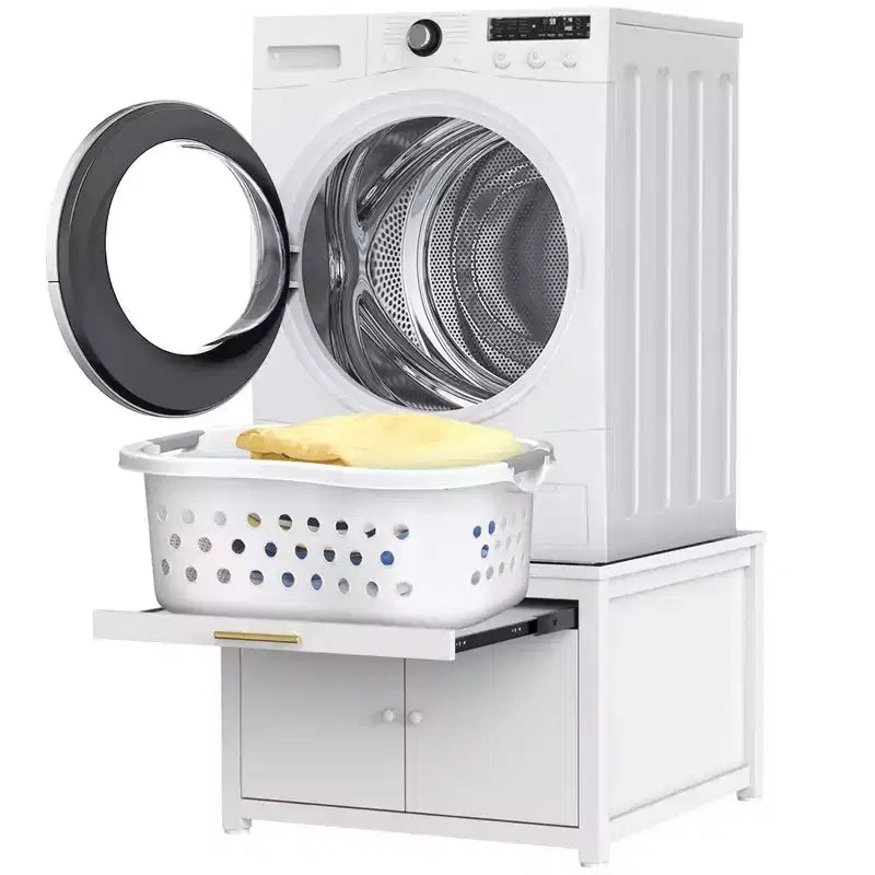 Piedestal de laveuse et sécheuse en métal robuste noir/blanc – Unité simple, anti-vibration