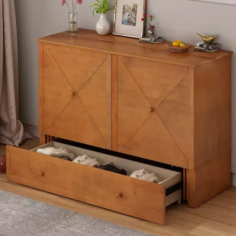 Lit escamotable Mjkone Murphy Queen, lit coffre Cube avec station de charge et espace de rangement