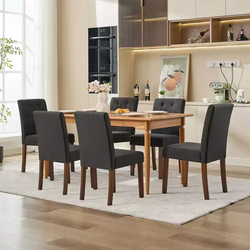Lot de 6 / 4 chaises de salle à manger Parsons capitonnées - Chaises de cuisine en tissu rembourrées avec pieds en bois et sièges rembourrés - Meubles de salon et de cuisine